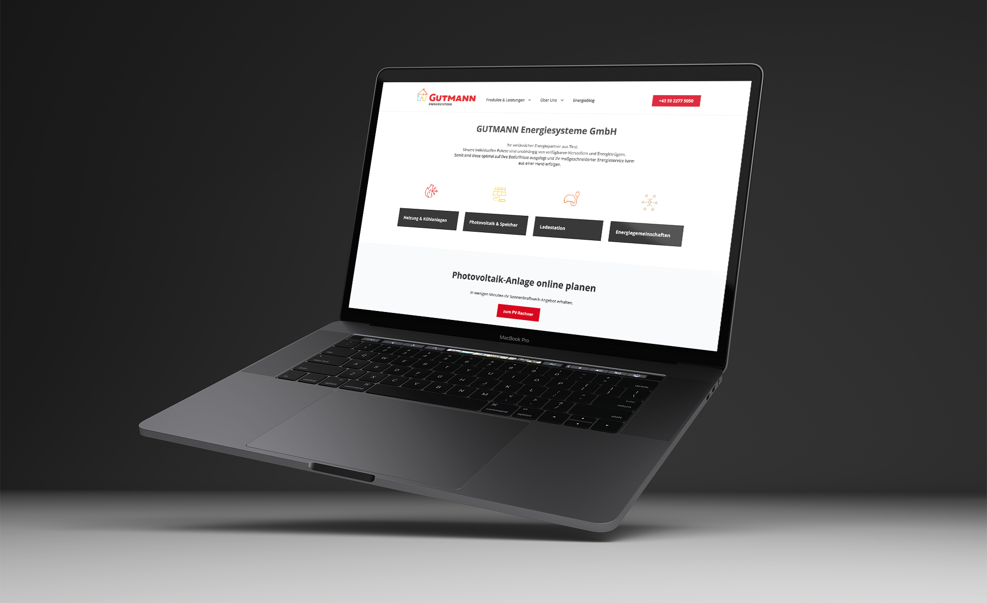 Eine Abbildung eines Laptops, das die Website von Gutmann zeigt