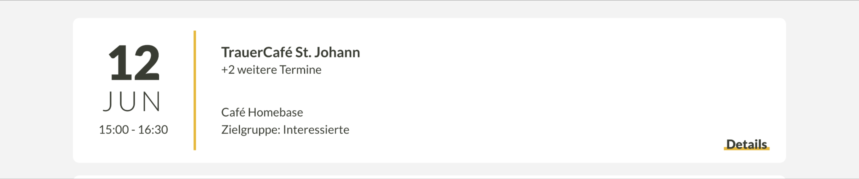 Ein Screenshot der Website der Tiroler Hospizgemeinschaft einer Termin-Karte