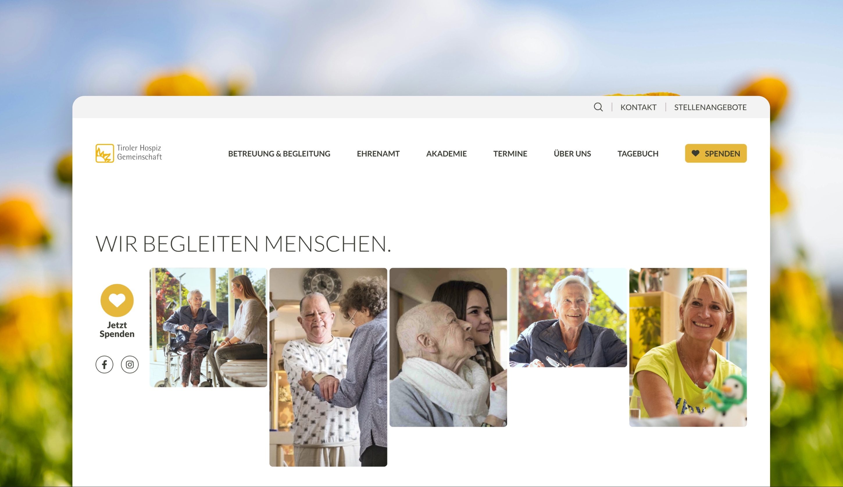 Screenshot der Website Tiroler Hospiz Gemeinschaft