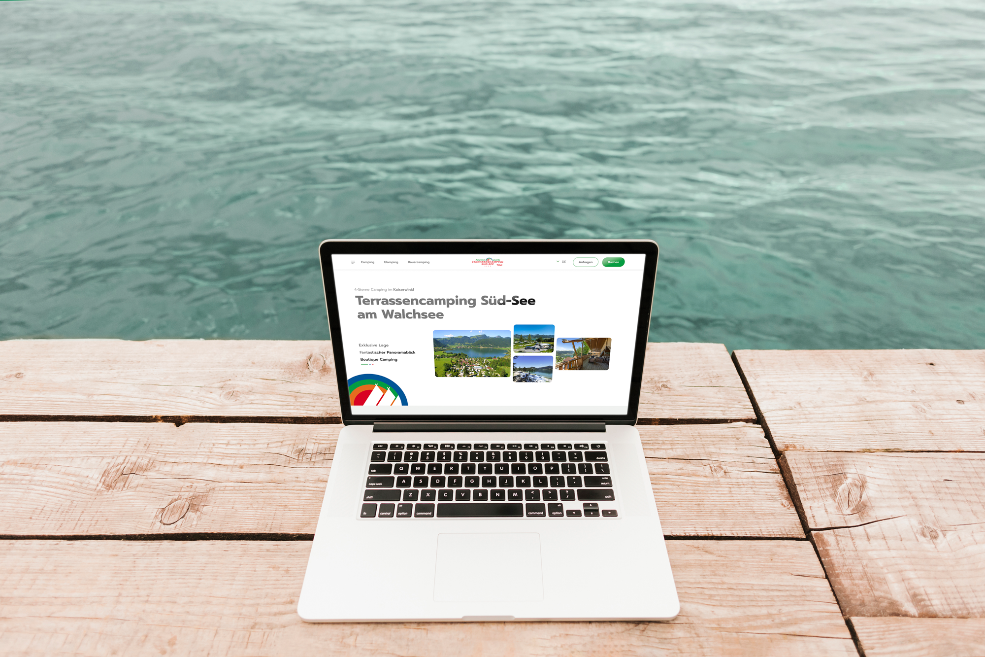 Eine Abbildung der Website von Terrassencamping auf einem Laptop